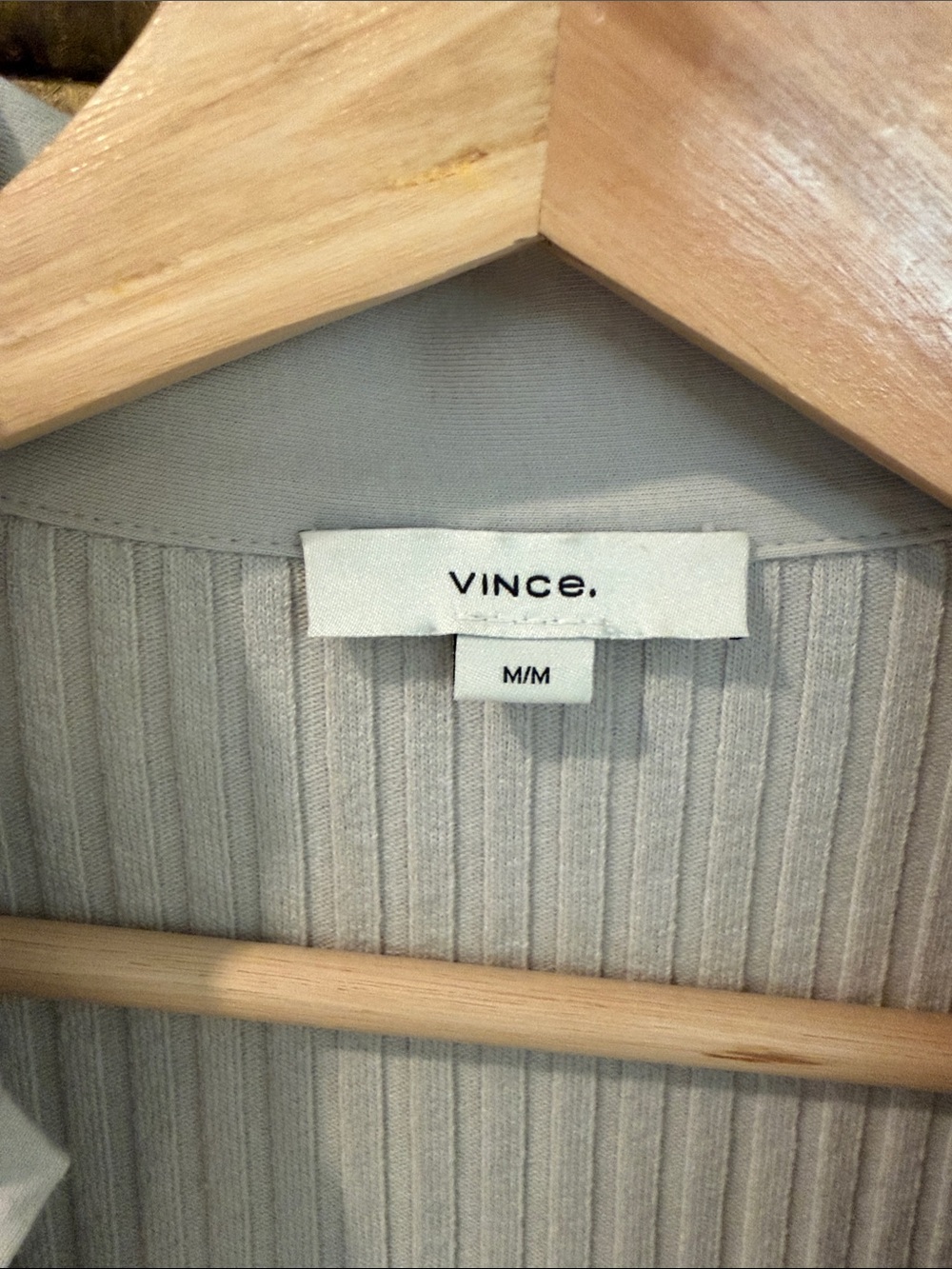 Vince Light Gray Ribbed Button-Front Cardigan - Picture 3 of 4